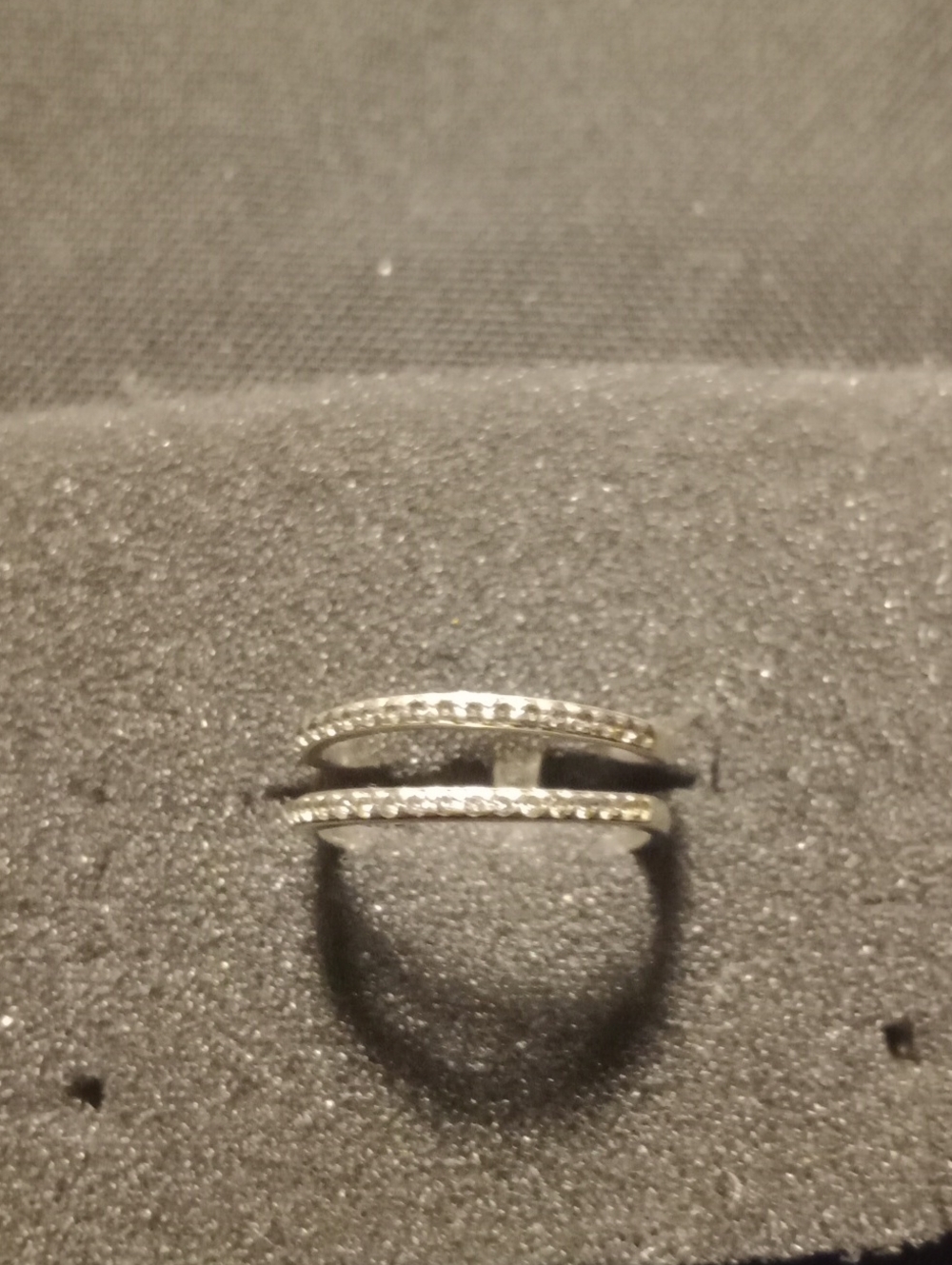 Delicate Double Band Diamond Ring - Silver